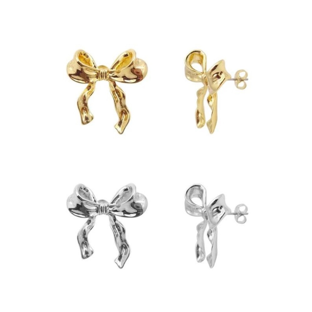 NEW 18K GOLD PLATED BOW EARRINGS
